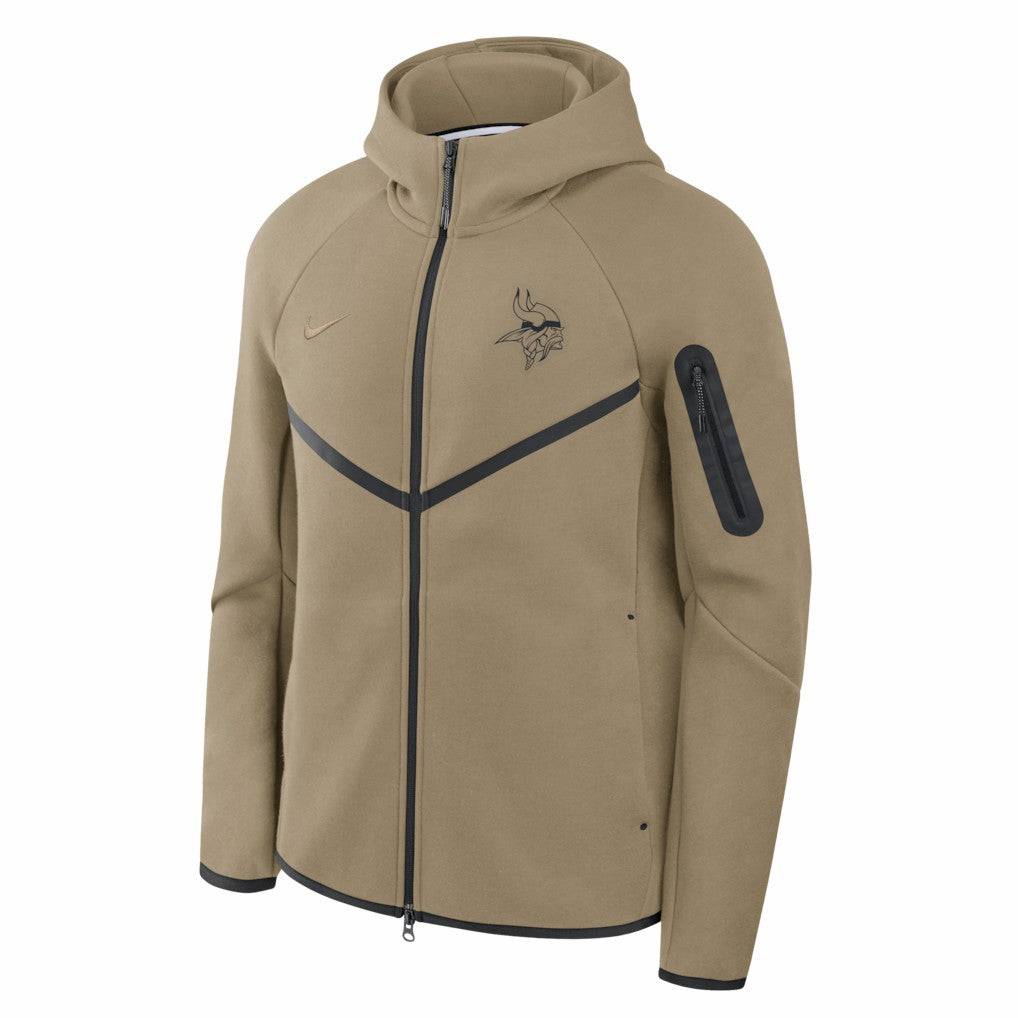 Minnesota Vikings Tech Fleece Raglan Full-Zip Windrunner Hoodie - Olive - Nike