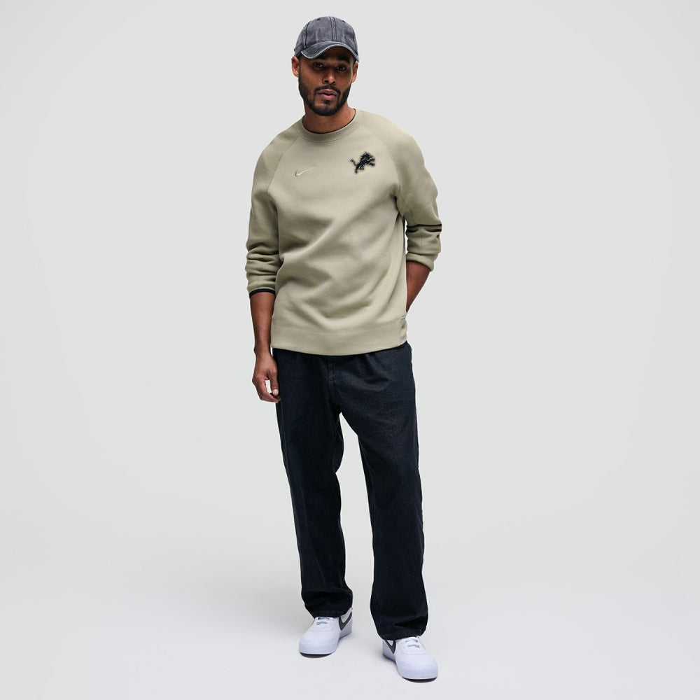 Detroit Lions Tech Fleece Raglan Sweatshirt - Olive - Nike