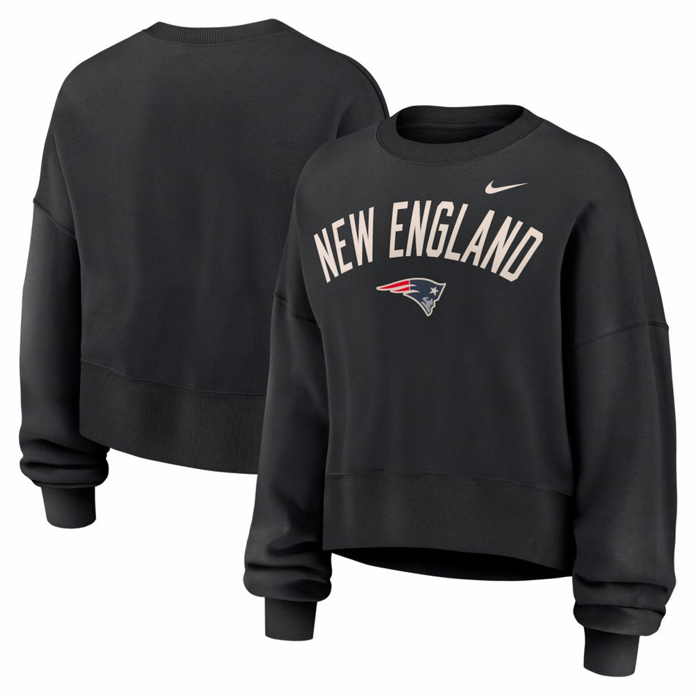 New England Patriots Women's Oversized High Hip Legacy Arch Phoenix Fleece Sweatshirt - Black - Nike