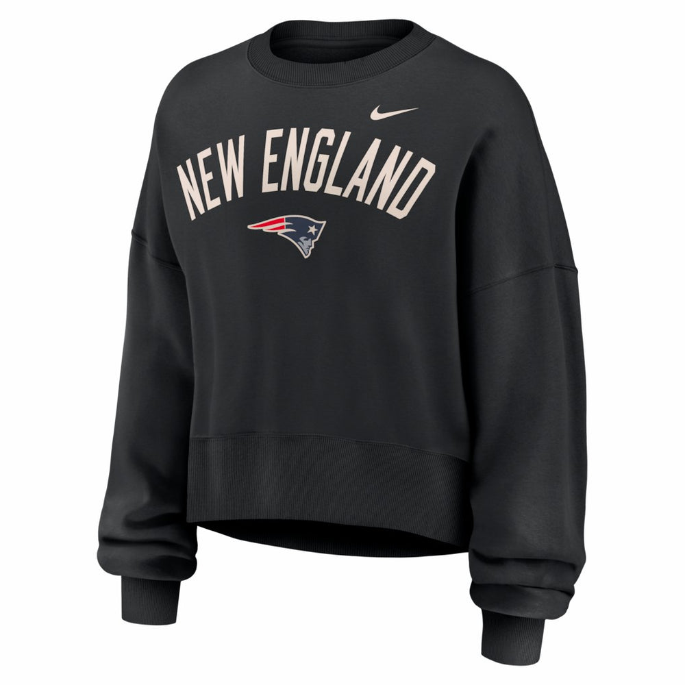New England Patriots Women's Oversized High Hip Legacy Arch Phoenix Fleece Sweatshirt - Black - Nike