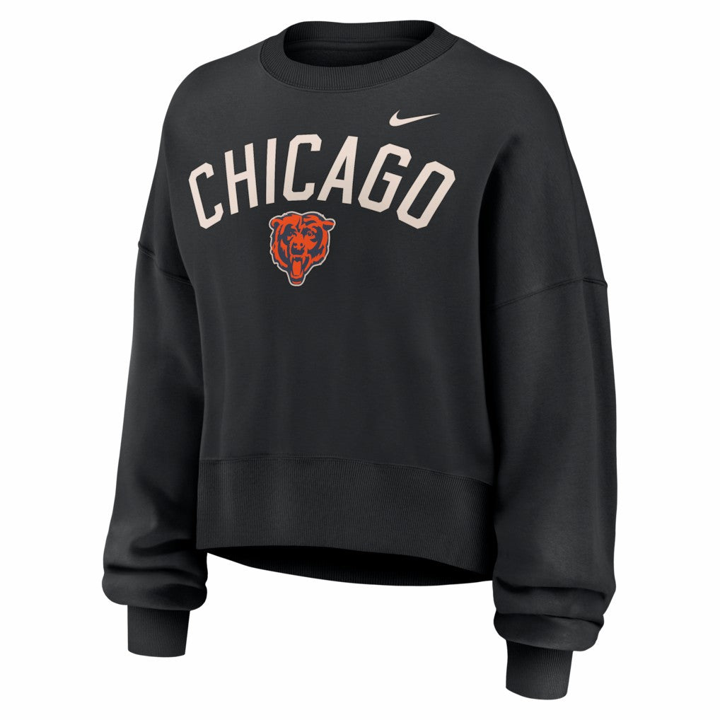 Chicago Bears Women's Oversized High Hip Legacy Arch Phoenix Fleece Sweatshirt - Black - Nike