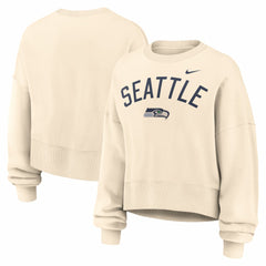 Seattle Seahawks Women's Oversized High Hip Legacy Arch Phoenix Fleece Sweatshirt - Natural - Nike