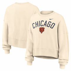 Chicago Bears Women's Oversized High Hip Legacy Arch Phoenix Fleece Sweatshirt - Natural - Nike