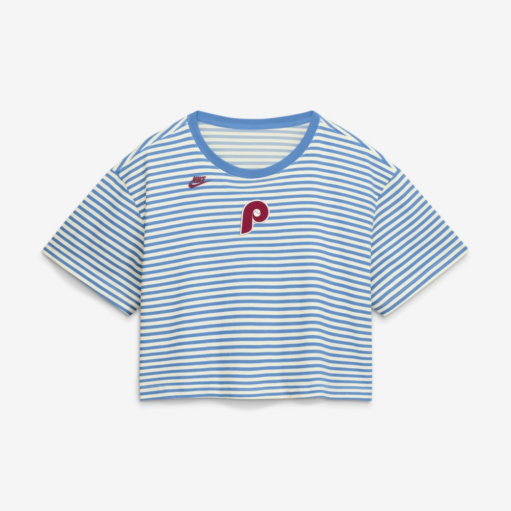 Philadelphia Phillies Nike Women's Cooperstown Collection Striped Cropped T-Shirt Near Me