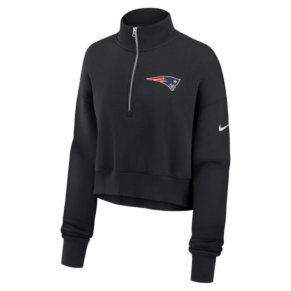 New England Patriots Women's Legacy Phoenix Fleece Cropped Half-Zip Sweatshirt - Black - Nike