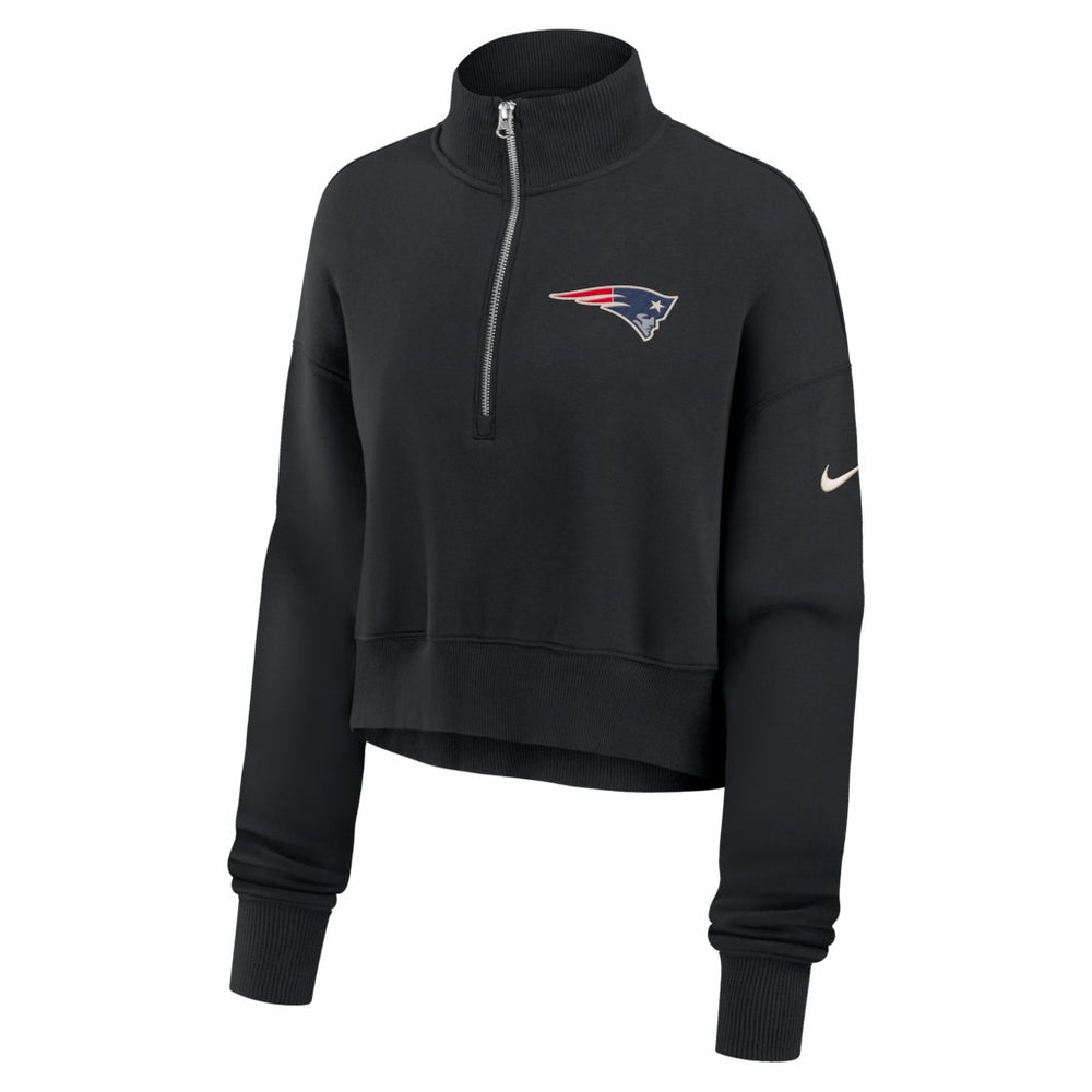 New England Patriots Women's Legacy Phoenix Fleece Cropped Half-Zip Sweatshirt - Black - Nike