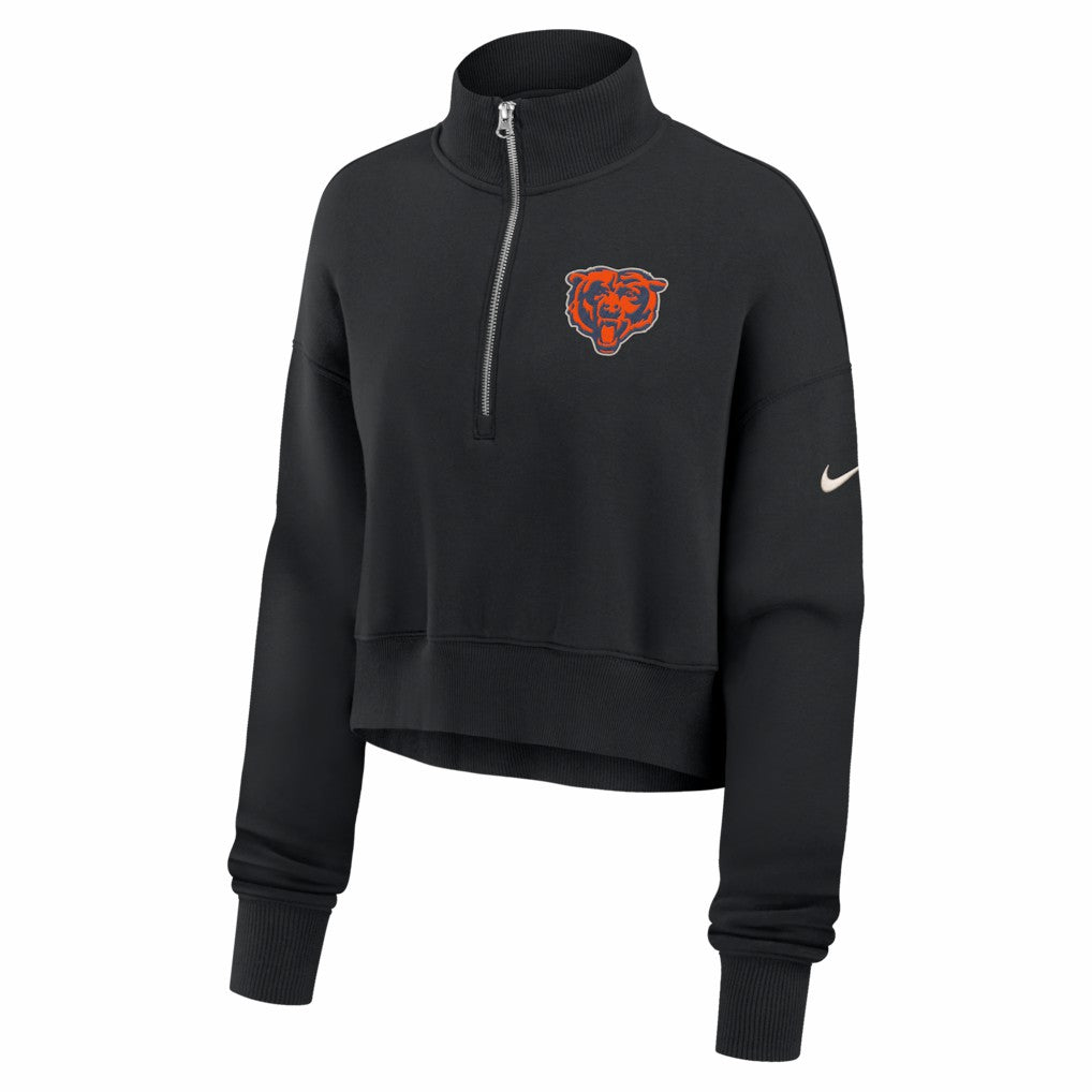 Chicago Bears Women's Legacy Phoenix Fleece Cropped Half-Zip Sweatshirt - Black - Nike