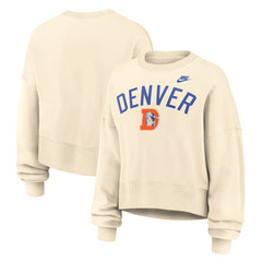 Denver Broncos Women's Oversized High Hip Legacy Arch Phoenix Fleece Sweatshirt - Natural - Nike