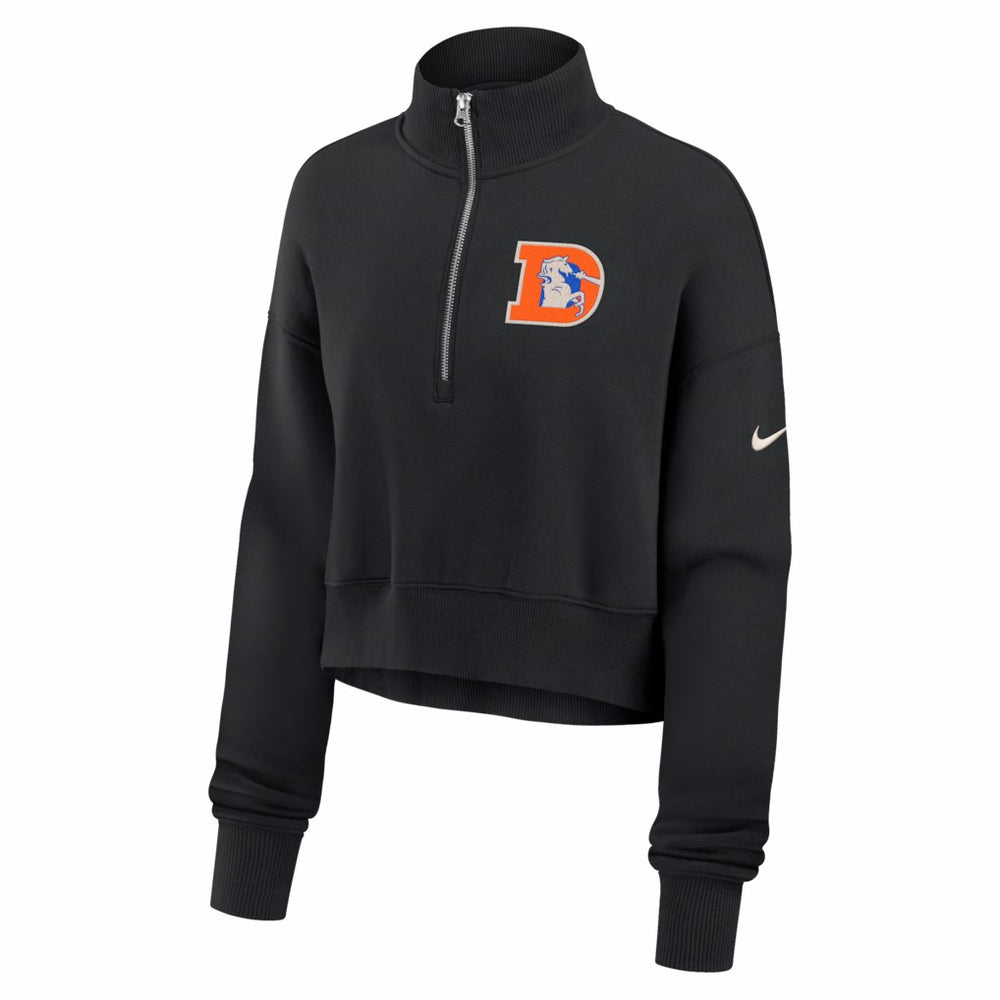 Denver Broncos Women's Legacy Phoenix Fleece Cropped Half-Zip Sweatshirt - Black - Nike