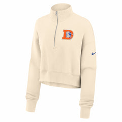 Denver Broncos Women's Legacy Phoenix Fleece Cropped Half-Zip Sweatshirt - Cream - Nike