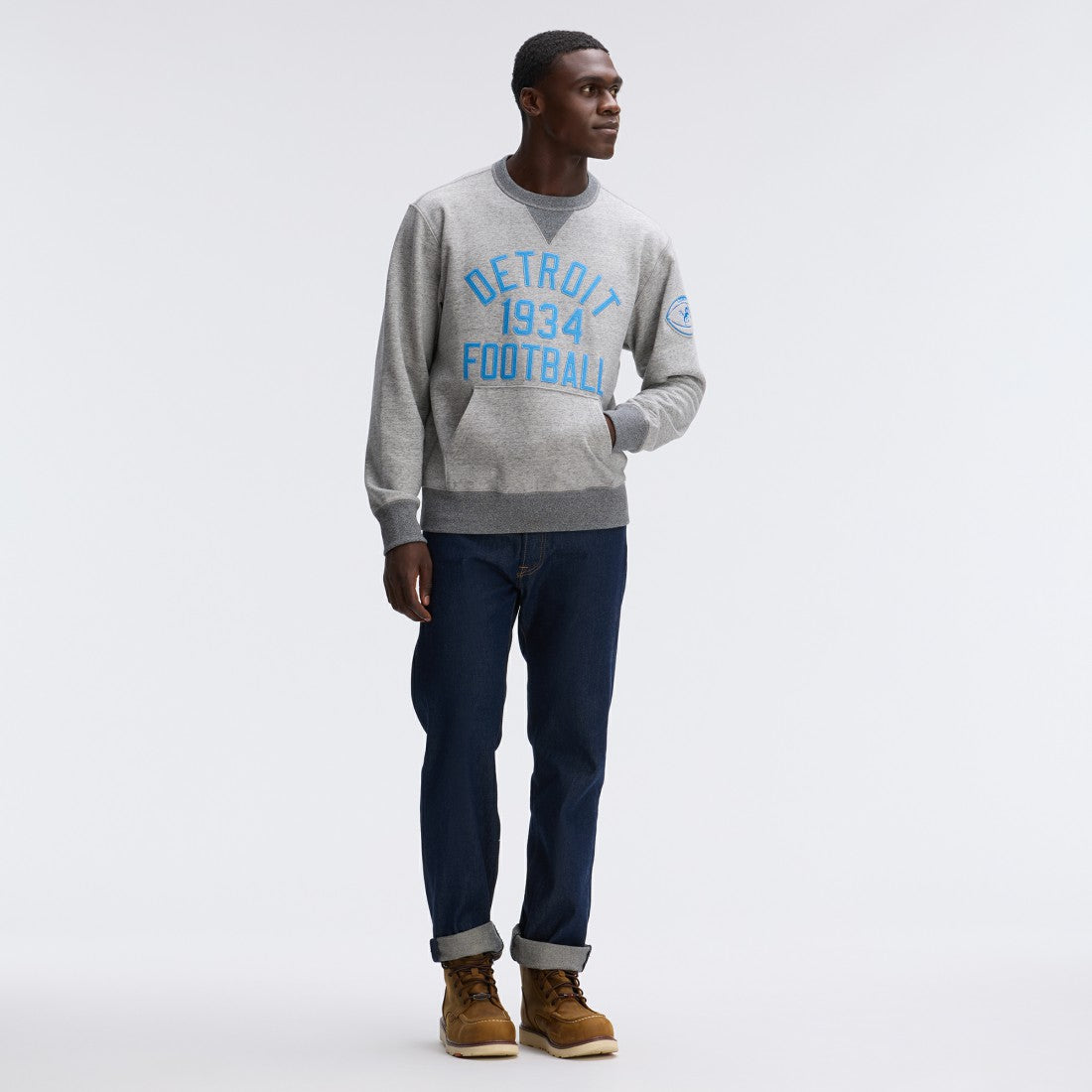 Detroit Lions IconicFleece Pocket Sweatshirt - Heather Gray - Fanatics