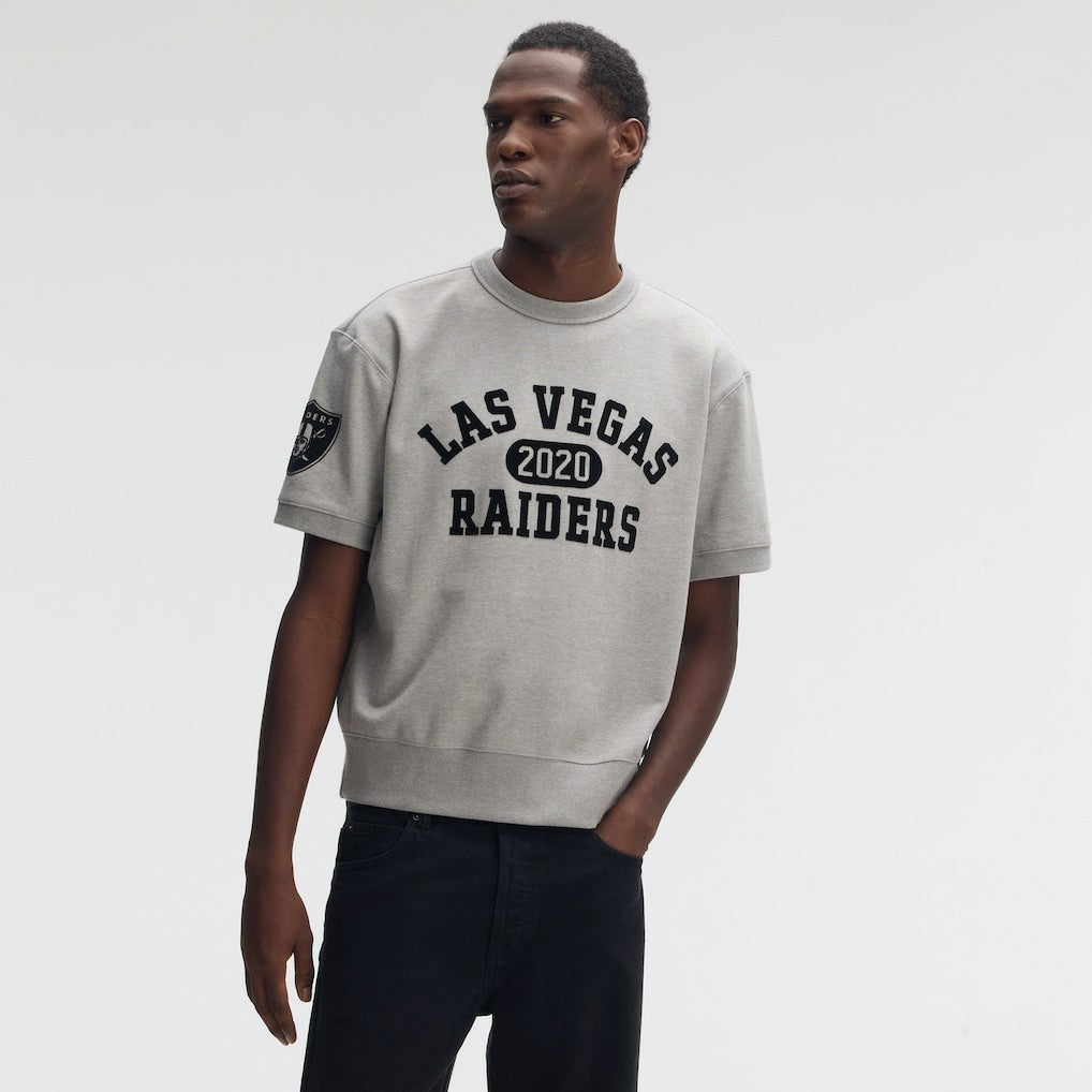 Las Vegas Raiders IconicFleece Short Sleeve Sweatshirt - Heather Gray - Fanatics