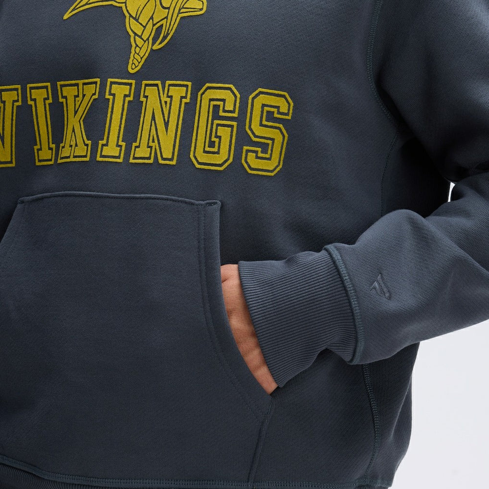 Minnesota Vikings IconicFleece Flocked Hoodie - Charcoal - Fanatics
