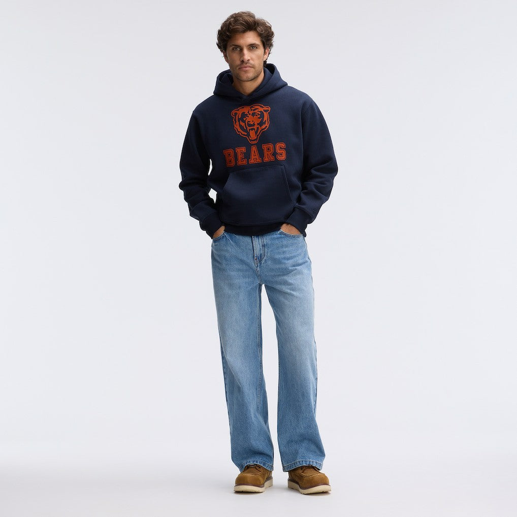 Chicago Bears IconicFleece Flocked Hoodie - Navy - Fanatics