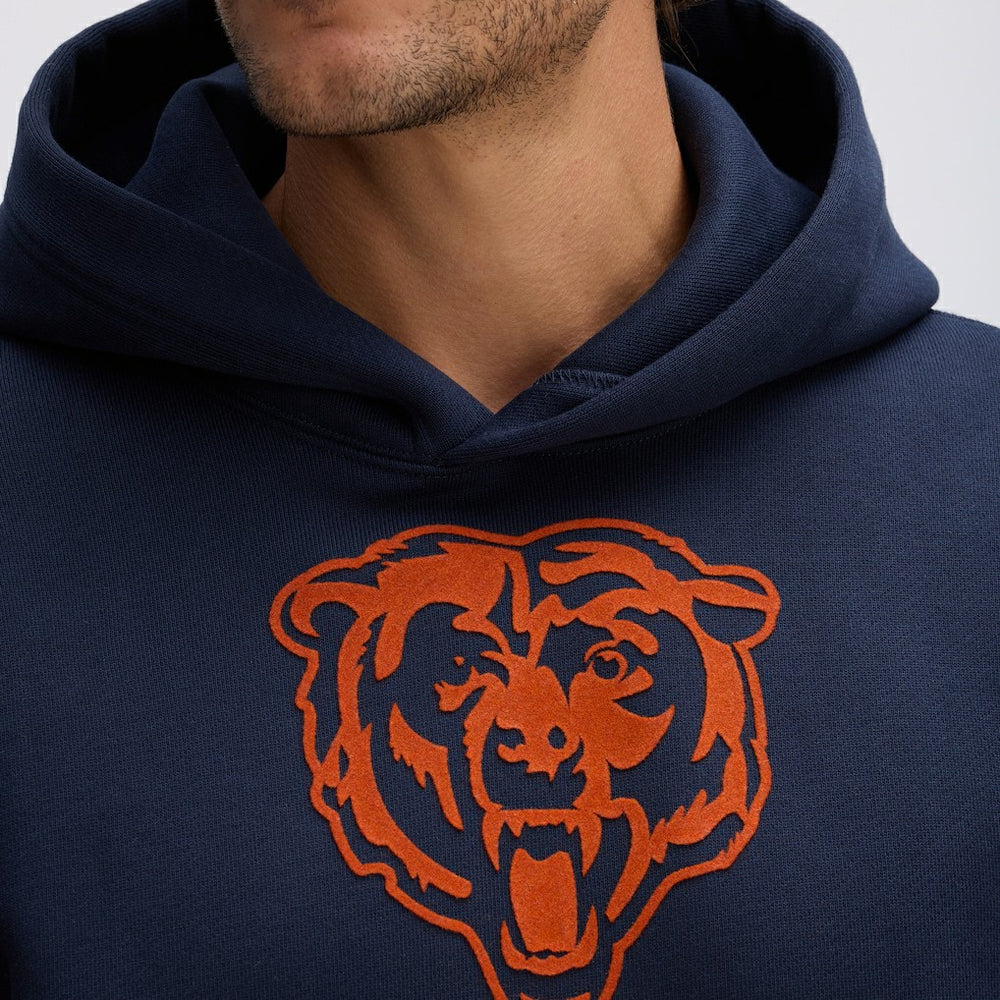 Chicago Bears IconicFleece Flocked Hoodie - Navy - Fanatics