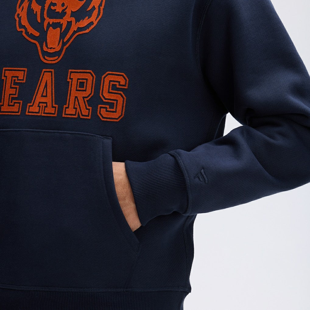Chicago Bears IconicFleece Flocked Hoodie - Navy - Fanatics