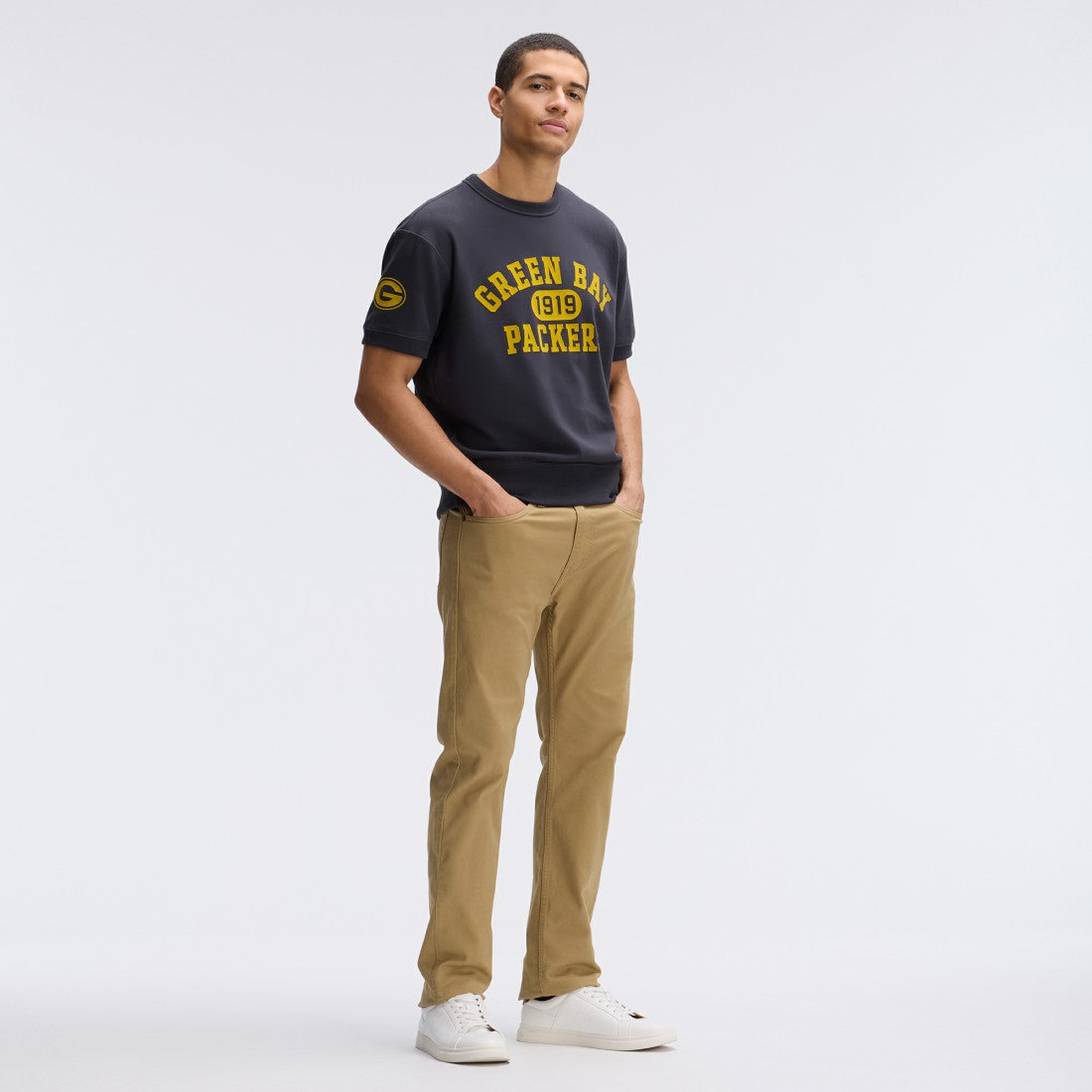 Green Bay Packers IconicFleece Short Sleeve Sweatshirt - Black - Fanatics