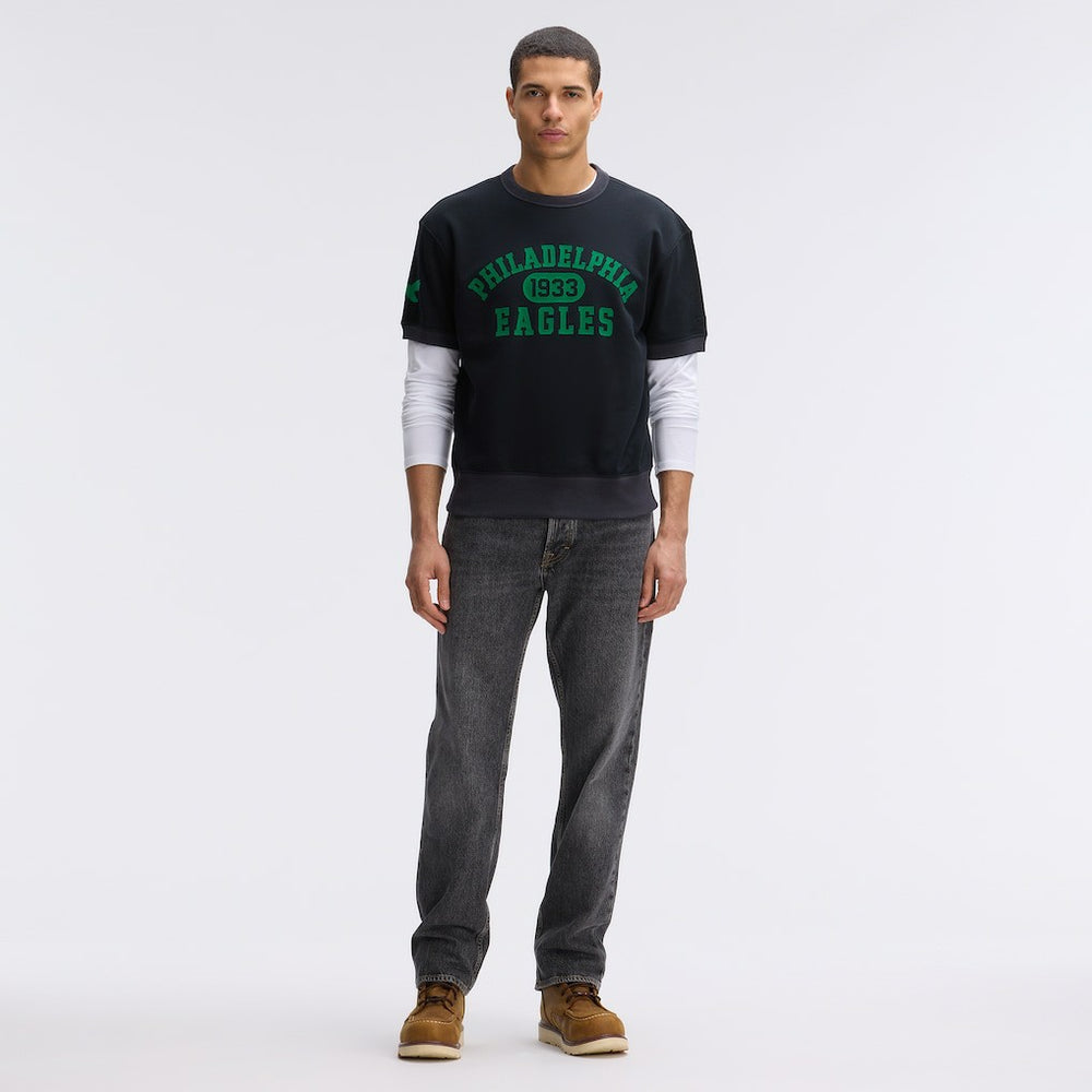 Philadelphia Eagles IconicFleece Short Sleeve Sweatshirt - Black - Fanatics
