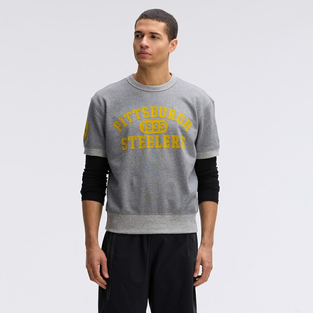 Pittsburgh Steelers IconicFleece Short Sleeve Sweatshirt - Athletic Heather Gray - Fanatics