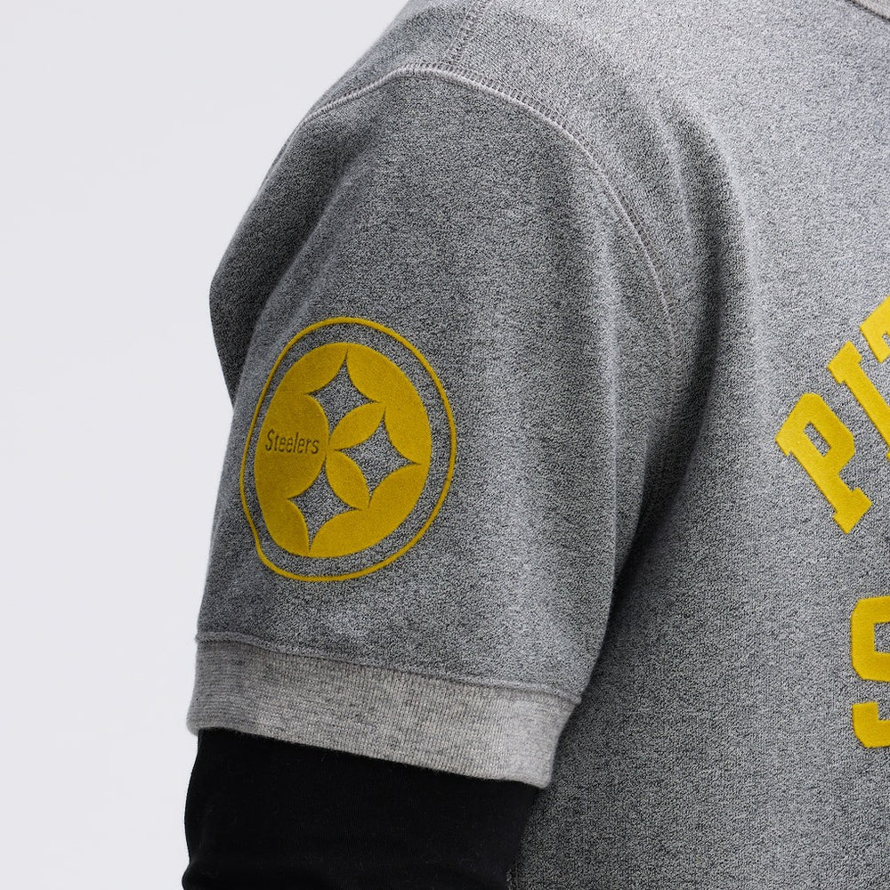 Pittsburgh Steelers IconicFleece Short Sleeve Sweatshirt - Athletic Heather Gray - Fanatics