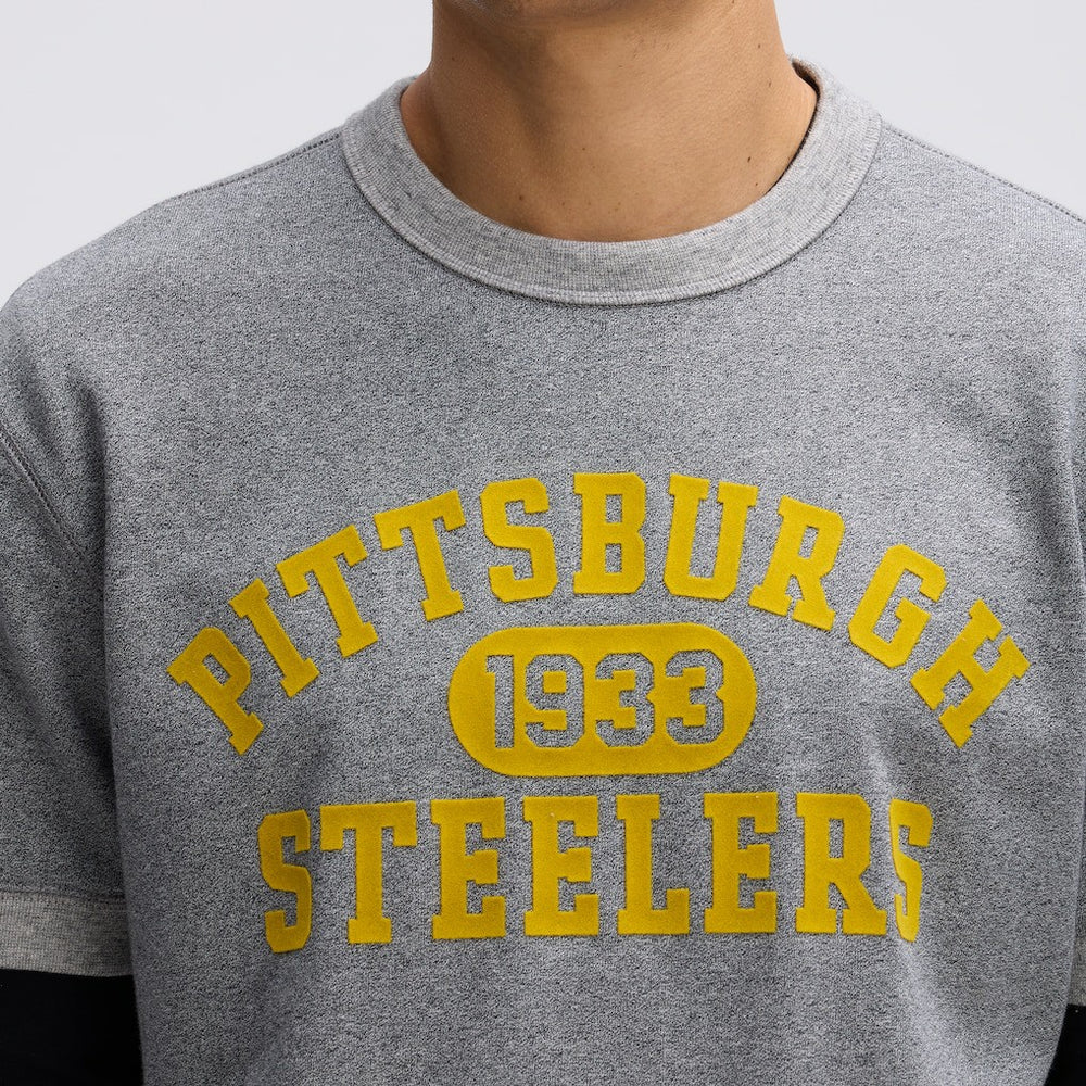 Pittsburgh Steelers IconicFleece Short Sleeve Sweatshirt - Athletic Heather Gray - Fanatics