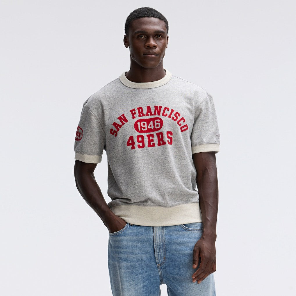 San Francisco 49ers IconicFleece Short Sleeve Sweatshirt - Heather Gray - Fanatics