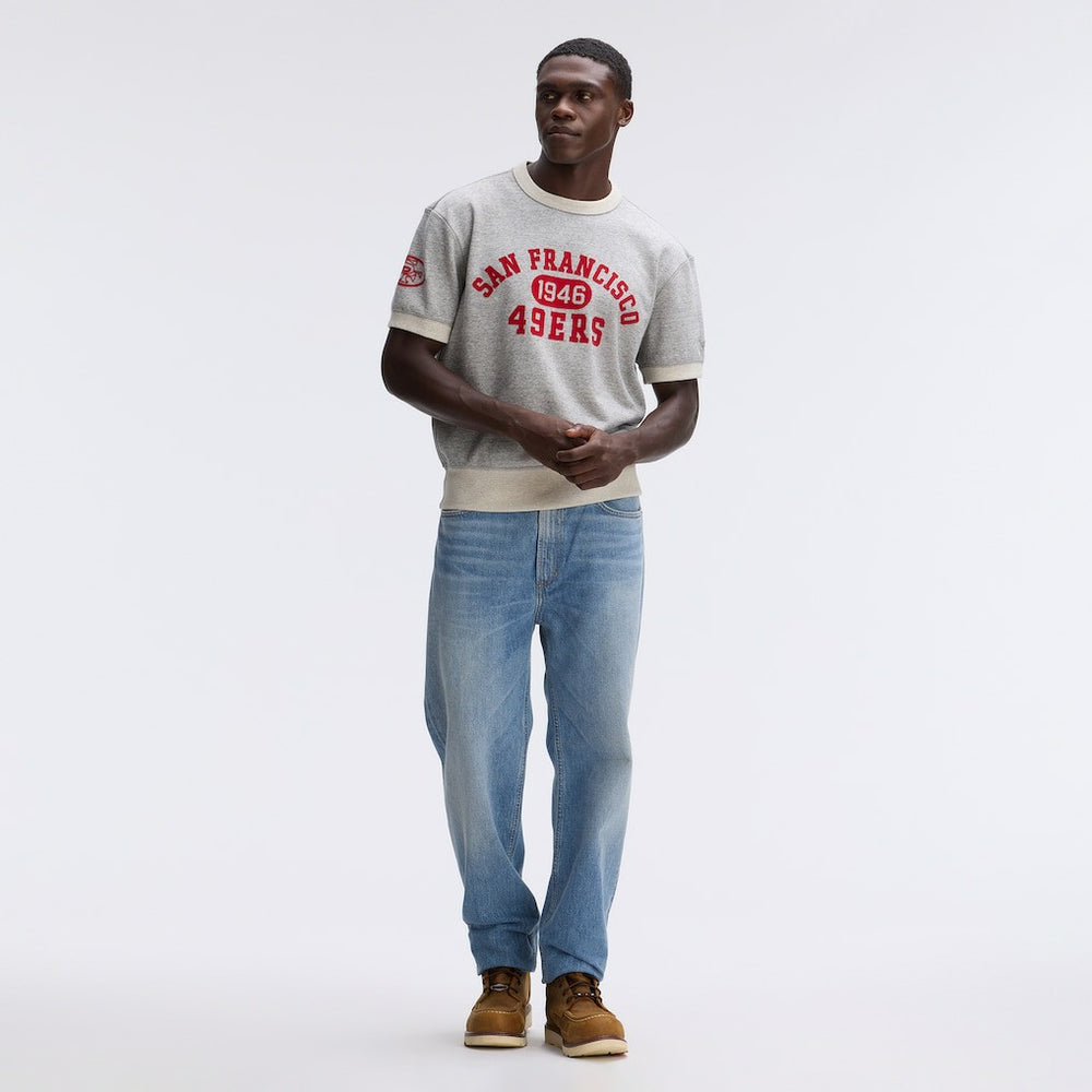 San Francisco 49ers IconicFleece Short Sleeve Sweatshirt - Heather Gray - Fanatics
