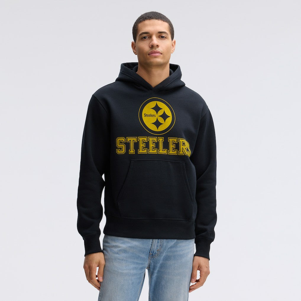 Pittsburgh Steelers IconicFleece Flocked Hoodie - Black - Fanatics