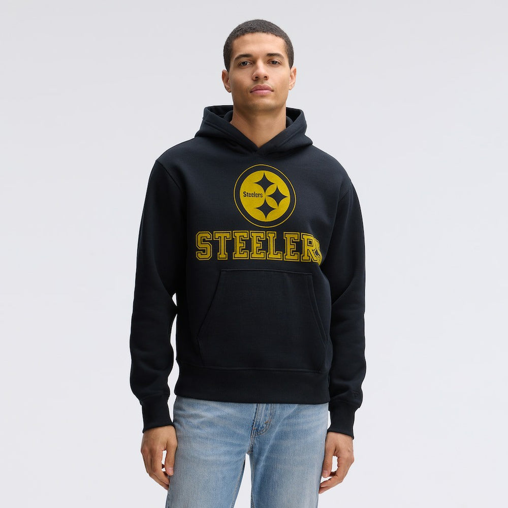 Pittsburgh Steelers IconicFleece Flocked Hoodie - Black - Fanatics