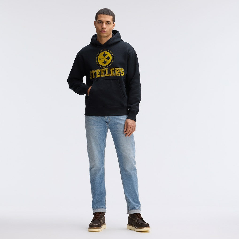 Pittsburgh Steelers IconicFleece Flocked Hoodie - Black - Fanatics