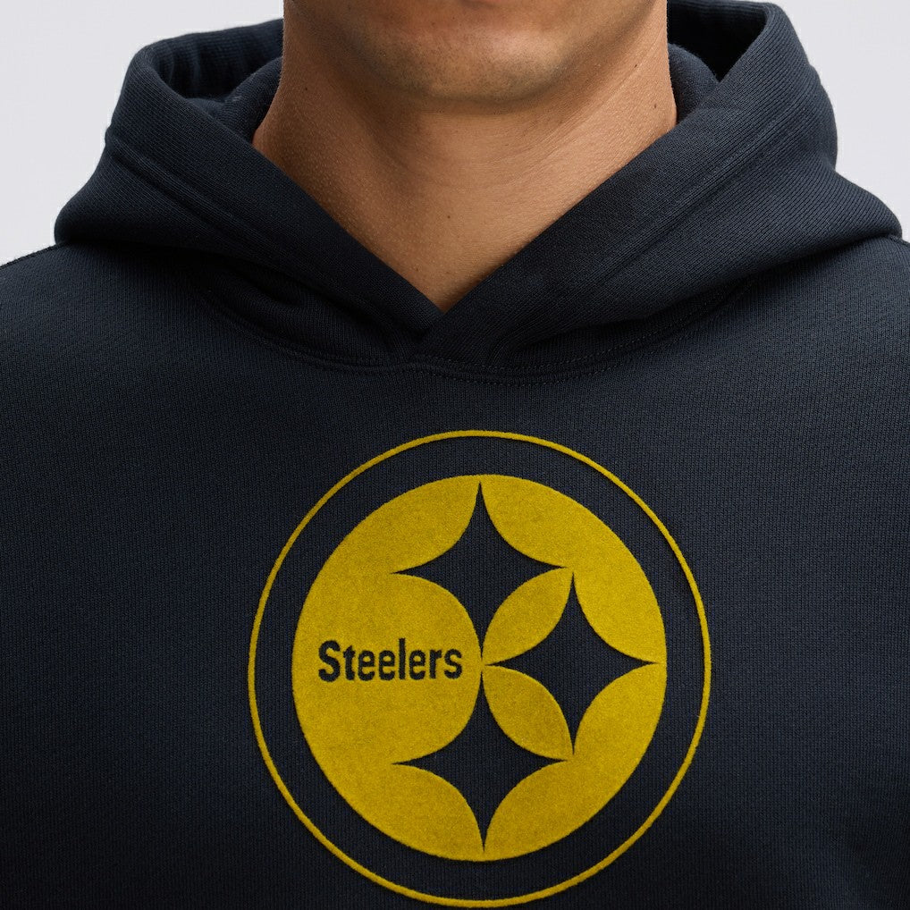 Pittsburgh Steelers IconicFleece Flocked Hoodie - Black - Fanatics