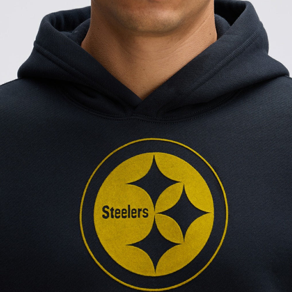 Pittsburgh Steelers IconicFleece Flocked Hoodie - Black - Fanatics
