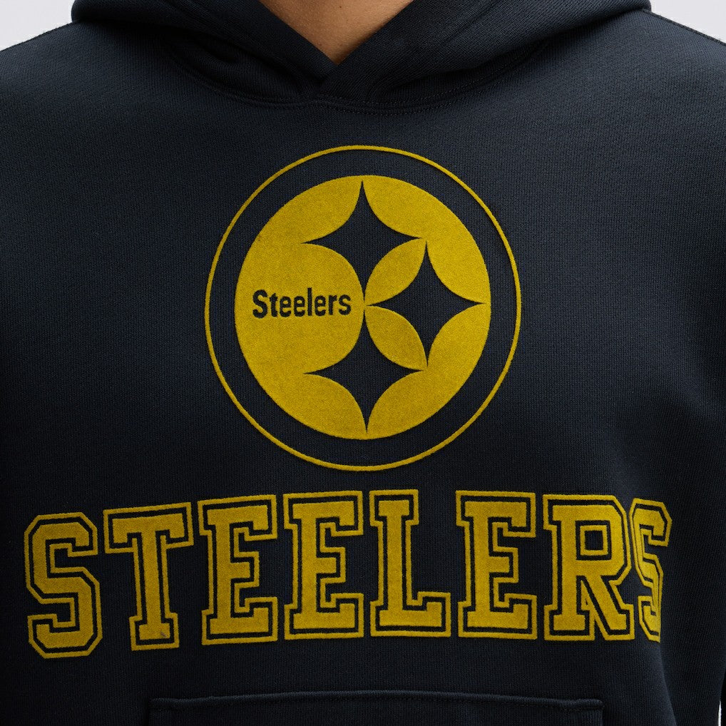 Pittsburgh Steelers IconicFleece Flocked Hoodie - Black - Fanatics