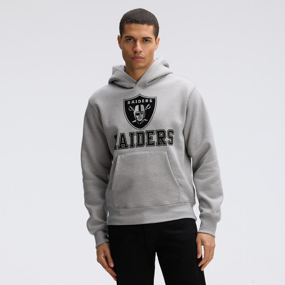 Las Vegas Raiders IconicFleece Flocked Hoodie - Heather Gray - Fanatics