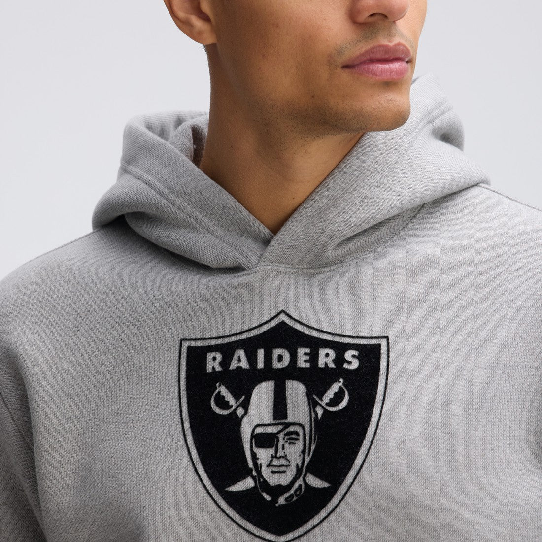 Las Vegas Raiders IconicFleece Flocked Hoodie - Heather Gray - Fanatics