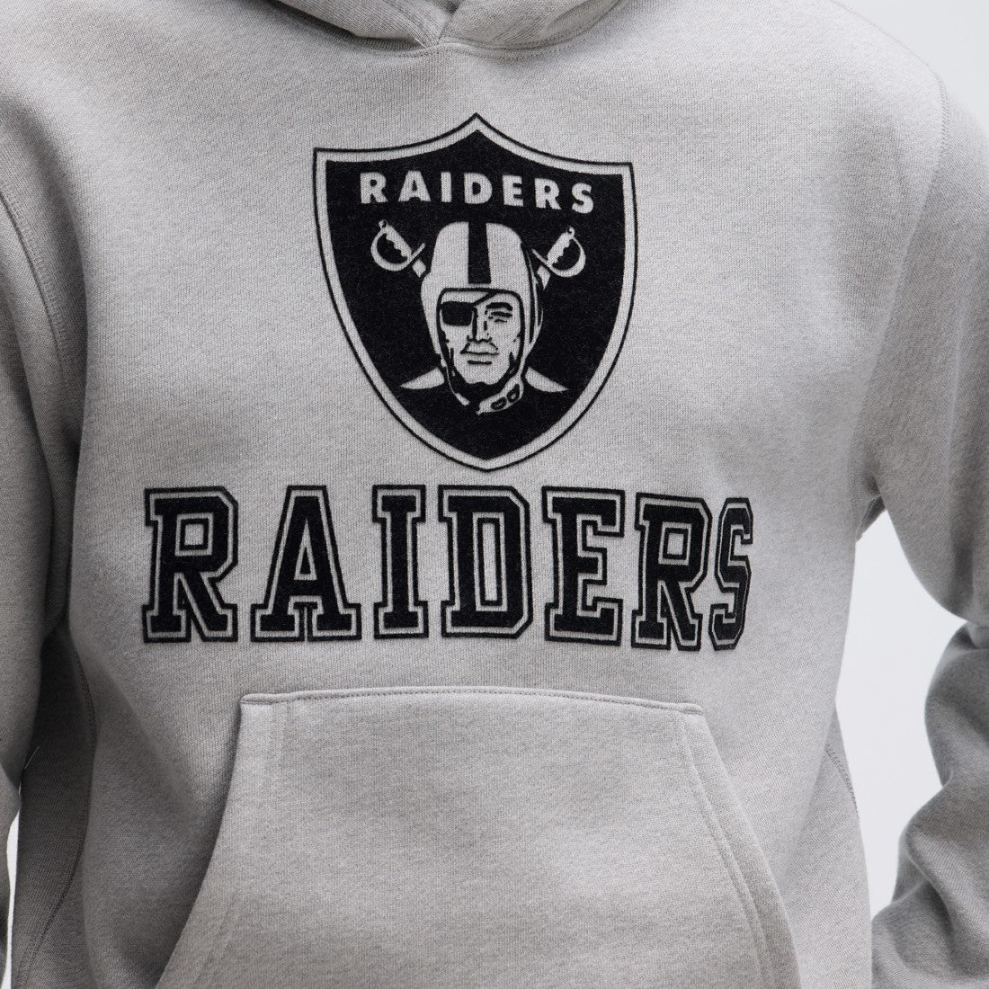 Las Vegas Raiders IconicFleece Flocked Hoodie - Heather Gray - Fanatics