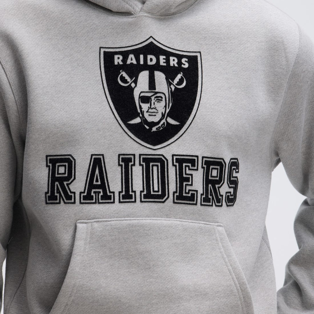 Las Vegas Raiders IconicFleece Flocked Hoodie - Heather Gray - Fanatics