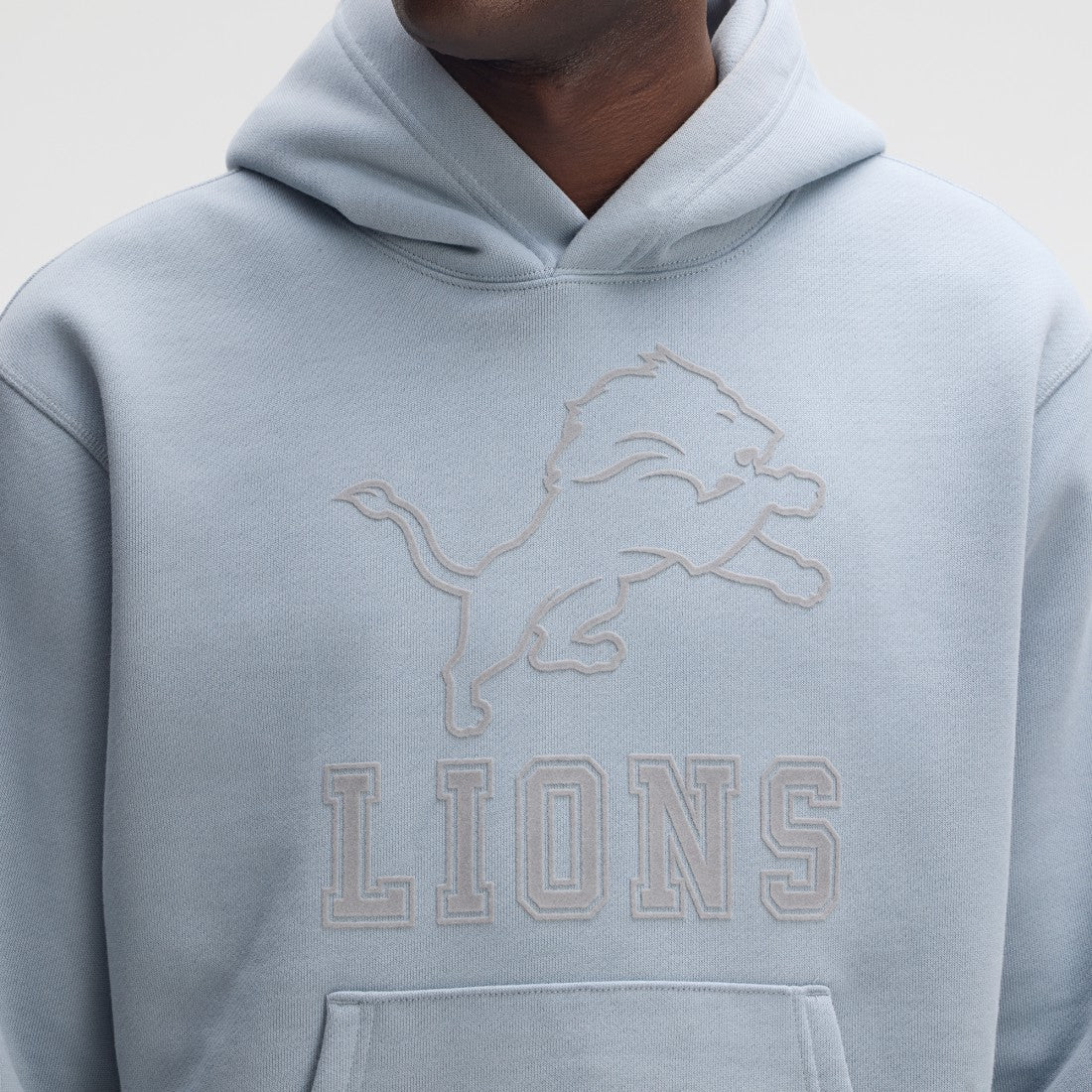 Detroit Lions IconicFleece Flocked Hoodie - Light Blue - Fanatics
