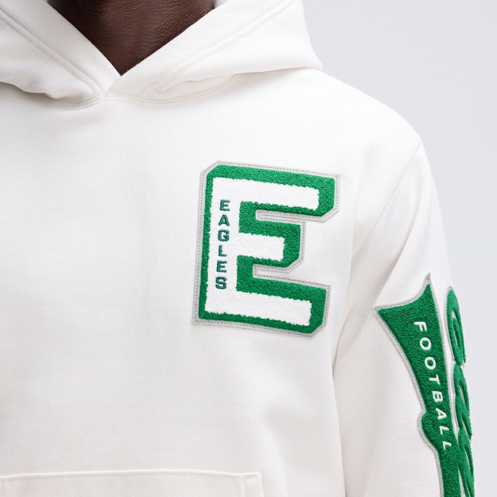 Philadelphia Eagles IconicFleece Letterman Hoodie - Oatmeal - Fanatics