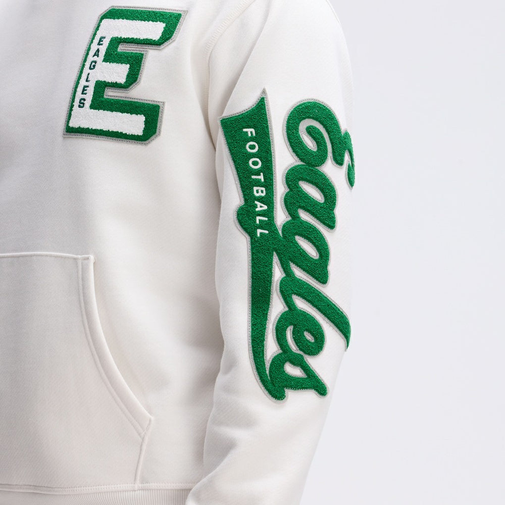 Philadelphia Eagles IconicFleece Letterman Hoodie - Oatmeal - Fanatics