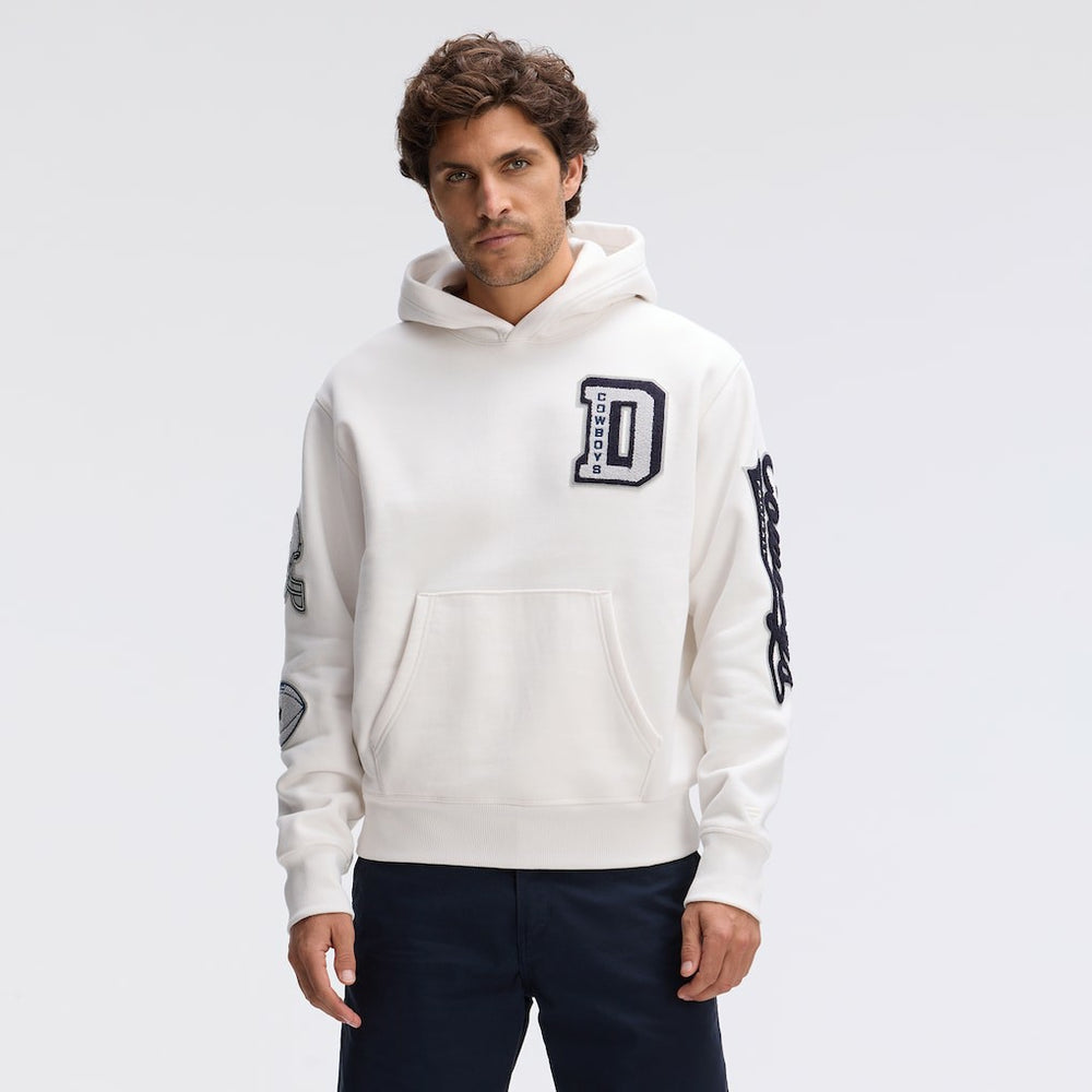 Dallas Cowboys IconicFleece Letterman Hoodie - Oatmeal - Fanatics