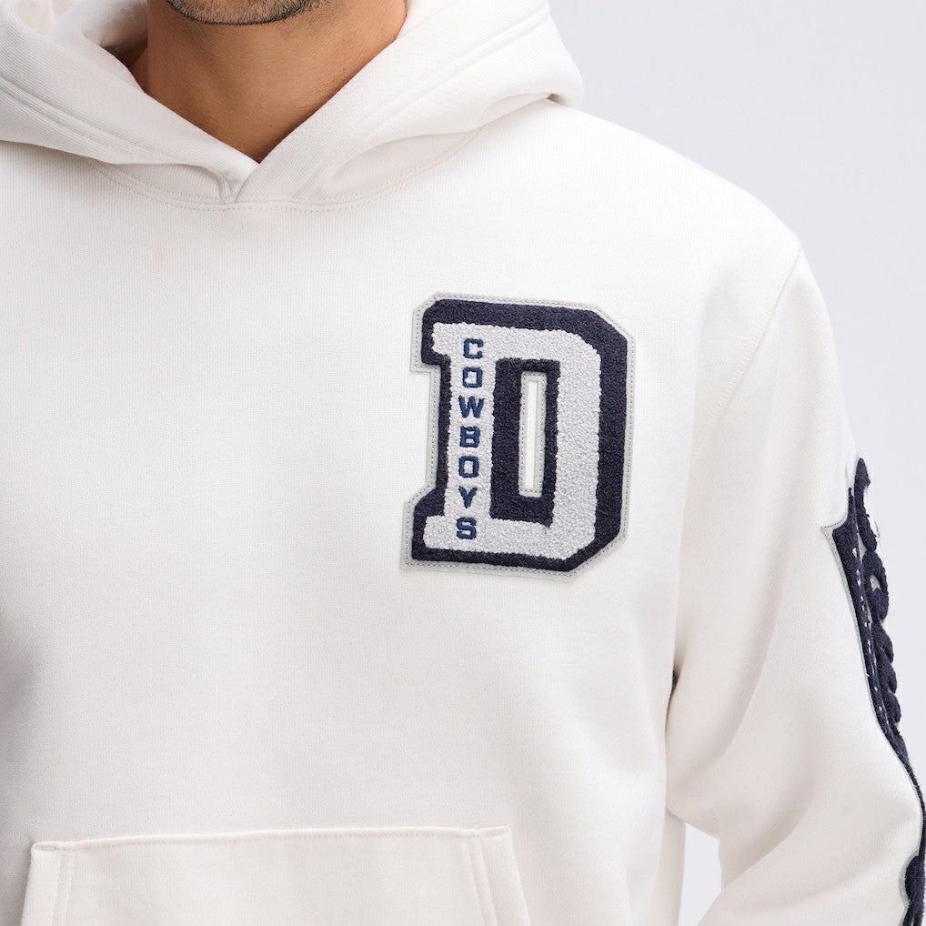 Dallas Cowboys IconicFleece Letterman Hoodie - Oatmeal - Fanatics