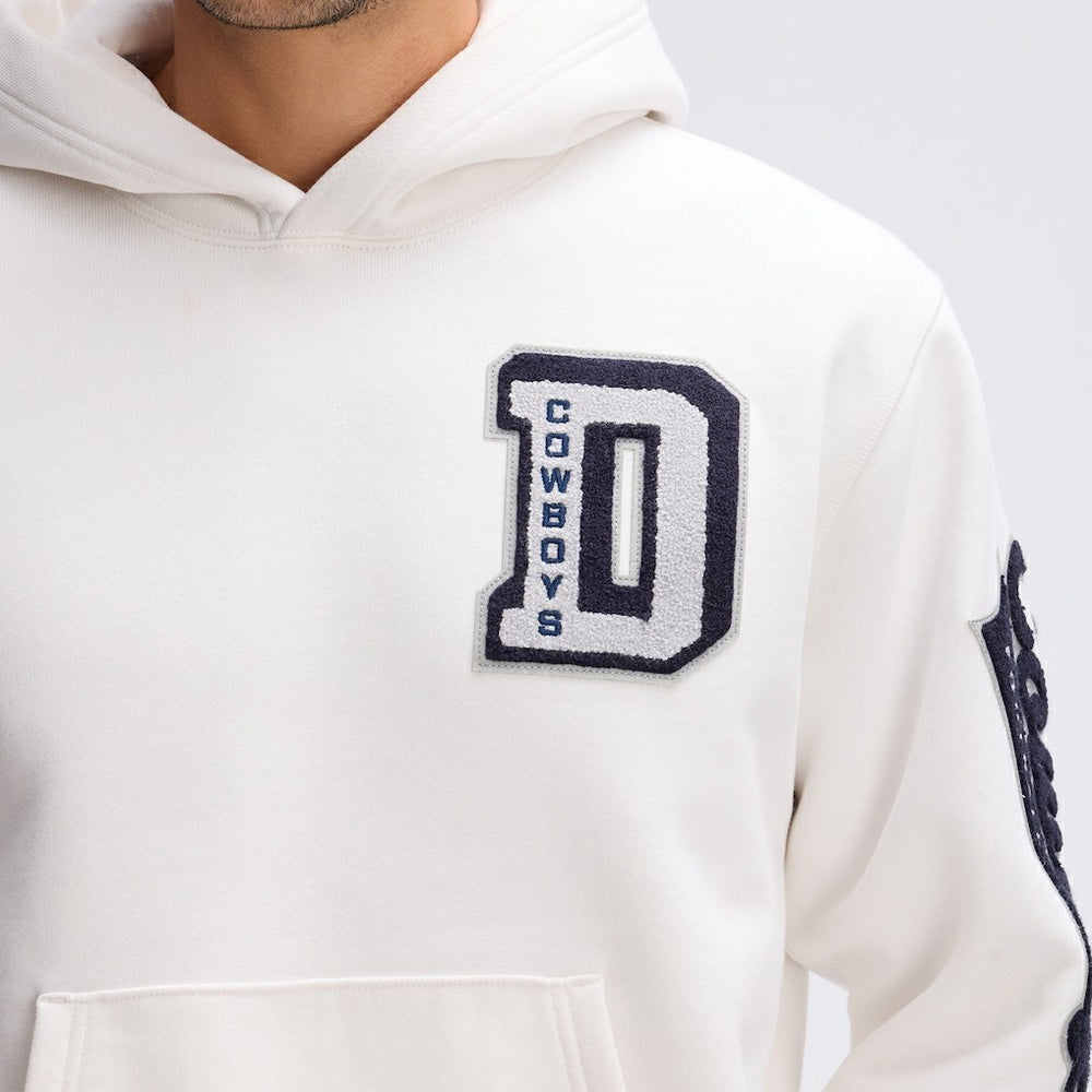 Dallas Cowboys IconicFleece Letterman Hoodie - Oatmeal - Fanatics