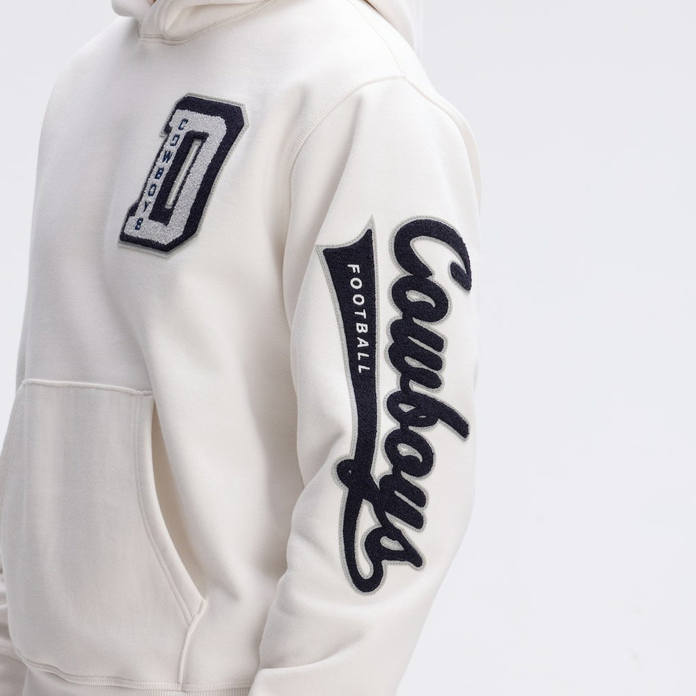Dallas Cowboys IconicFleece Letterman Hoodie - Oatmeal - Fanatics