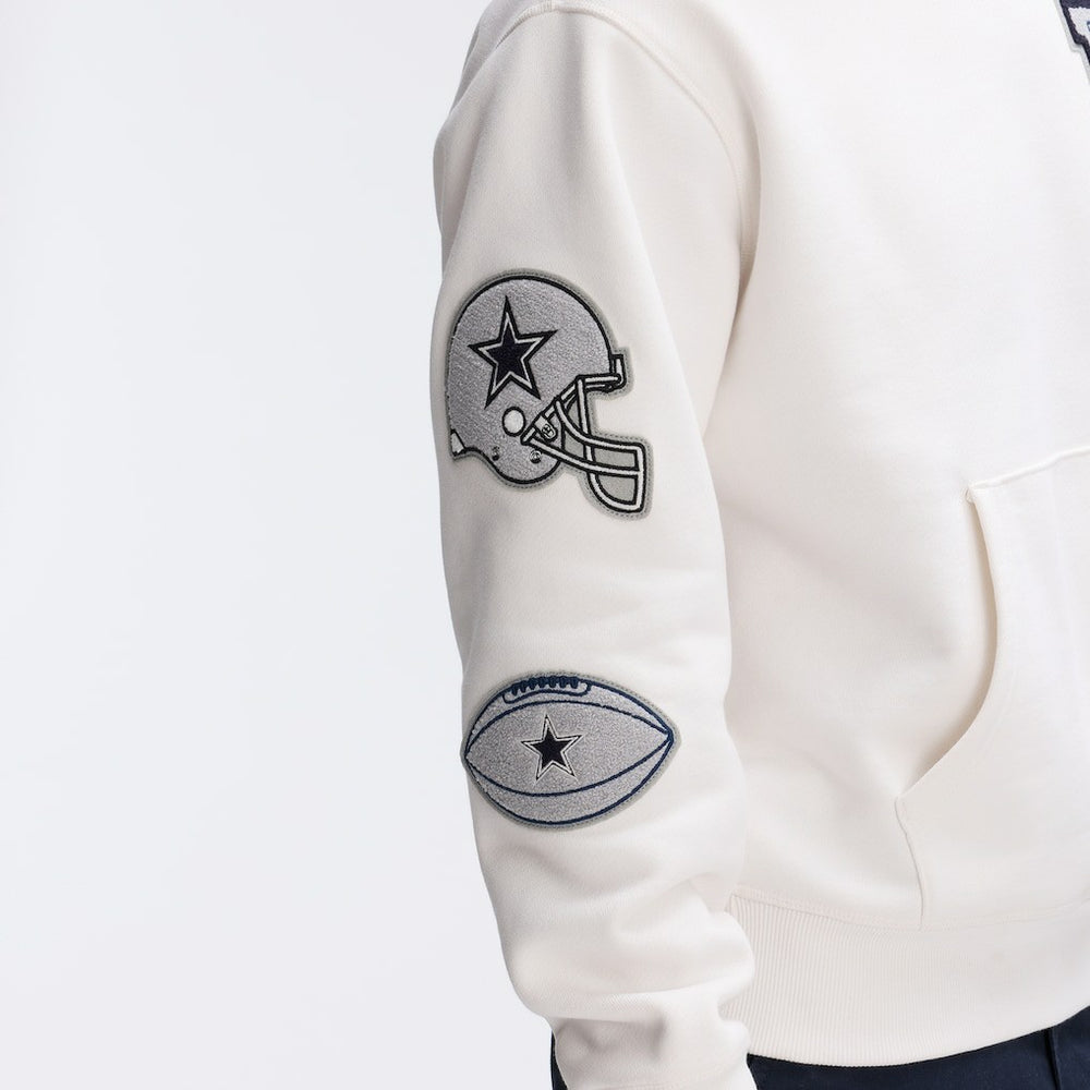 Dallas Cowboys IconicFleece Letterman Hoodie - Oatmeal - Fanatics