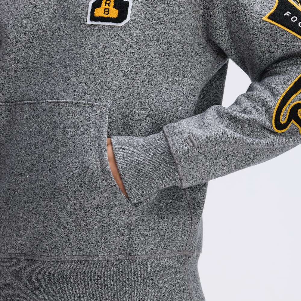 Pittsburgh Steelers IconicFleece Letterman Hoodie - Athletic Heather Gray - Fanatics