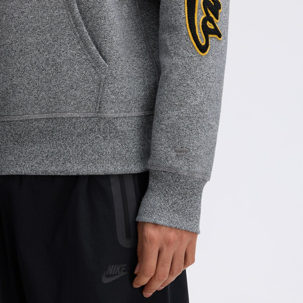 Pittsburgh Steelers IconicFleece Letterman Hoodie - Athletic Heather Gray - Fanatics