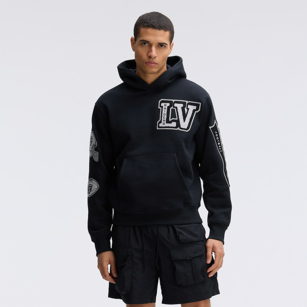 Las Vegas Raiders IconicFleece Letterman Hoodie - Black - Fanatics
