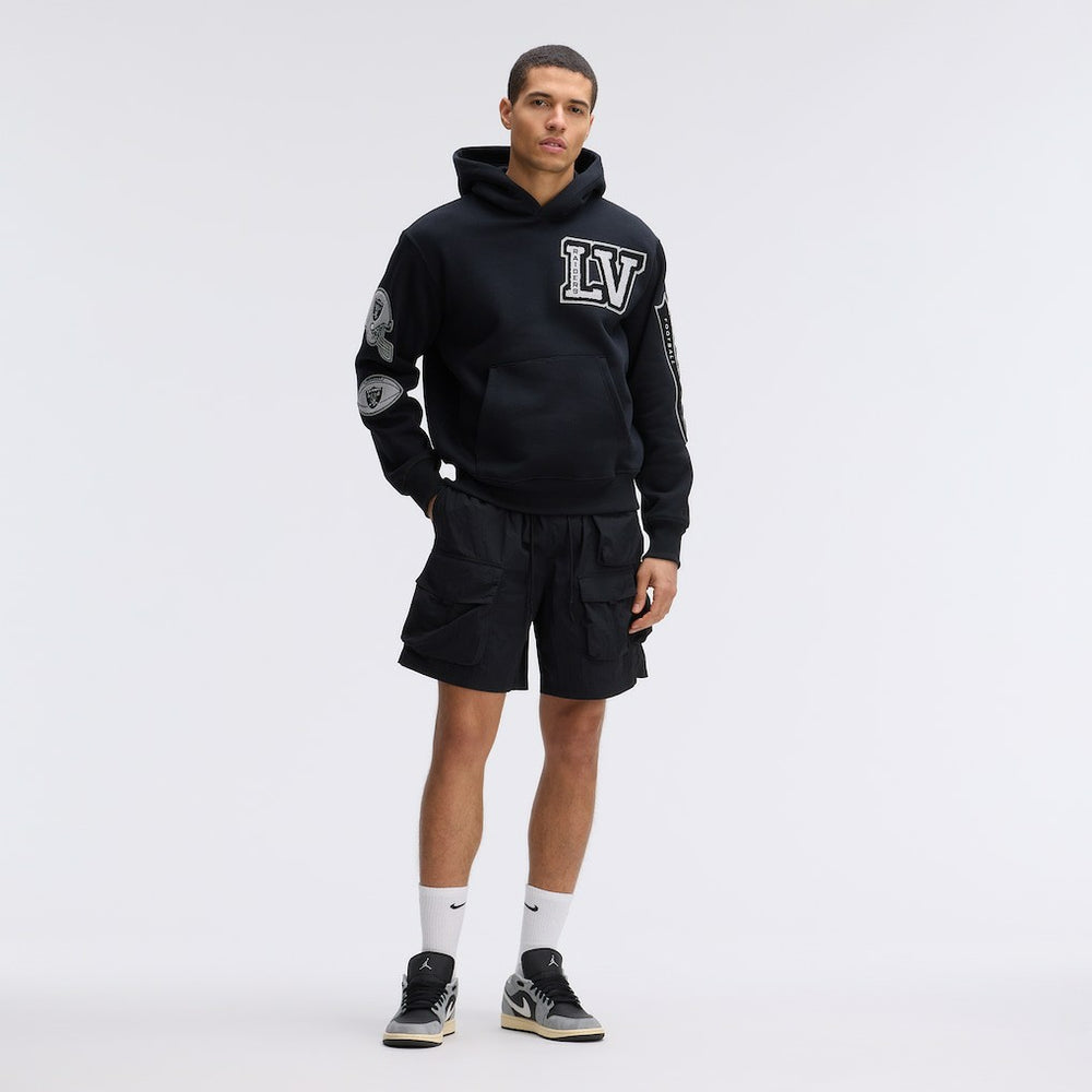 Las Vegas Raiders IconicFleece Letterman Hoodie - Black - Fanatics