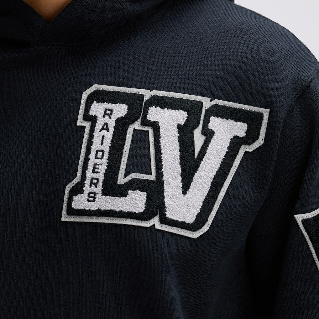 Las Vegas Raiders IconicFleece Letterman Hoodie - Black - Fanatics
